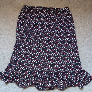 Studio Red, Black and White Ruffled Pencil Skirt